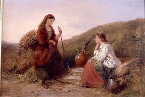 Two Young Ladies at the Well by Edward John Cobbett