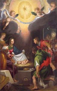 The Adoration of the Shepherds with Saint Catherine of Alexandria 1599