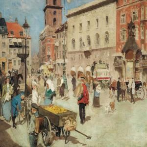 Street Life In Gammeltorv In Copenhagen With A Postman And A Fruitseller