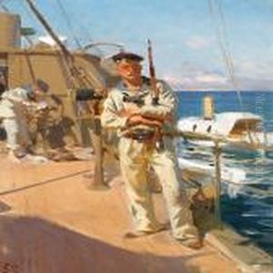 Naval Gunner On Boarda Warship by Erik Henningsen