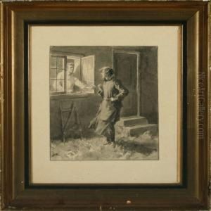 Man In A Window Talking With A Woman