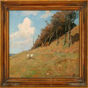 Sheep Grazing On A Cliff by Erik Henningsen