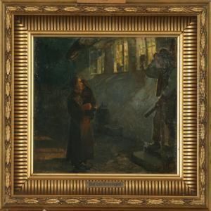 Moder Med Barn Paarmen Uden For Et Vaertshus