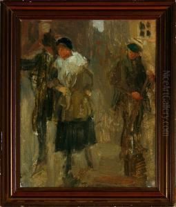 A Man And A Woman Walking On A Street by Erik Henningsen