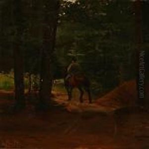 A Horseman In A Forest by Frants Peter Didrik Henningsen