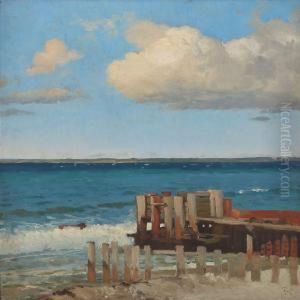 Coastal Scenery With Breakers by Frants Peter Didrik Henningsen