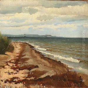 Coastal Scene With Dark Clouds by Frants Peter Didrik Henningsen