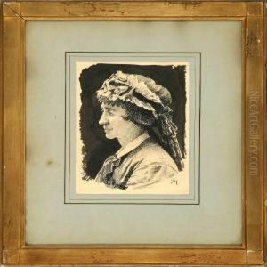 Portrait Of The Danish Actress Johanne Luise Heiberg by Frants Peter Didrik Henningsen