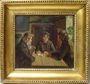 Gesellige Mannerrunde In Einer Bauernstube by Frants Peter Didrik Henningsen