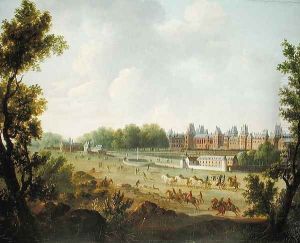 A View of the Royal Palace of Fontainebleau by Hendrik Frans de Cort