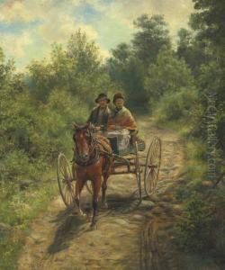 Couple On A Horse And Buggy by Edward Lamson Henry