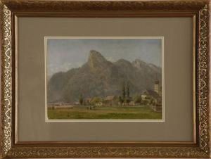 The Koeffel And The Church At Oberammergau,bavarian Alps by Edward Lamson Henry