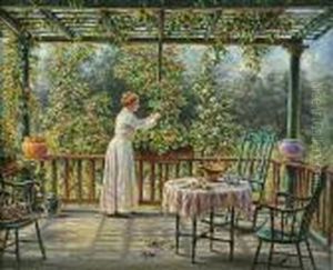 The Artist's Wife Clipping Flowers by Edward Lamson Henry