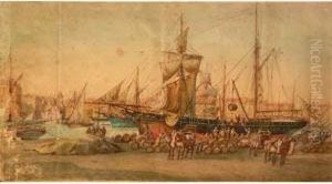 Vues Du Vieux-port : Le Debarquement Des Oranges Et Le Ponttransbordeur