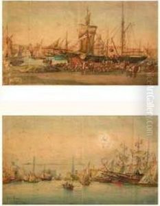 Vues Du Vieux-port : Le Debarquement Des Oranges Et Le Ponttransbordeur.