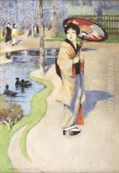 Japanese Girl With Parasol - view 1