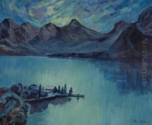 Moonlit Mountain Lake Scene by Grace Henry