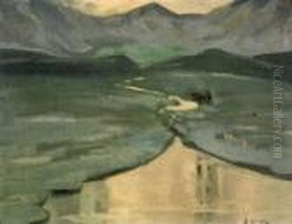 Achill Landscape With Figure Driving Cattle Home - view 1