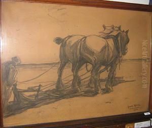 Chevaux De Trait Aux Champs by Frans Hens