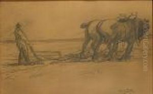 Paysan Et Son Cheval De Trait by Frans Hens