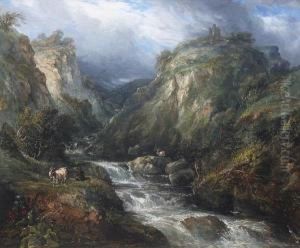 Goats By A Mountain River