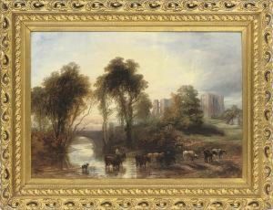 Herding The Cattle Home, Kennelworth Castle by Frederick Henry Henshaw