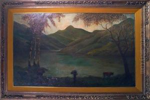 Paesaggio Lacustre Con Contadina Ed Armenti