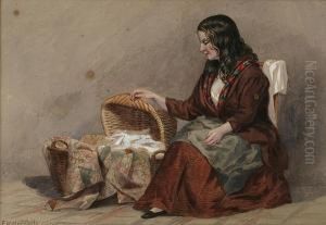 A Mother Tending To Her Child by Frederick Henry Henshaw