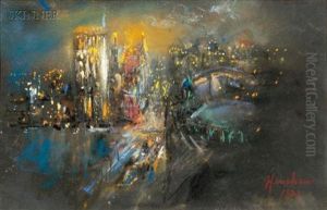 Columbus Circle, New York by Glenn Cooper Henshaw