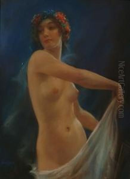 A Nude With Flowers In Her Hair. - view 1