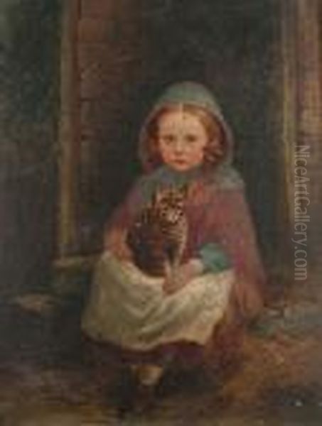 Portrait Of A Young Girl With A Tabby Cat - view 1