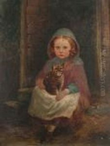 Portrait Of A Young Girl With A Tabby Cat