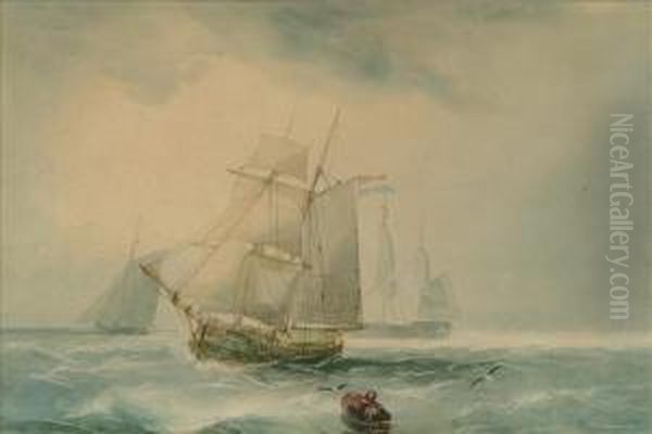 A Dutchbrigantine Passing Other Vessels - view 1