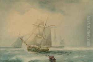 A Dutchbrigantine Passing Other Vessels by Alfred Herbert