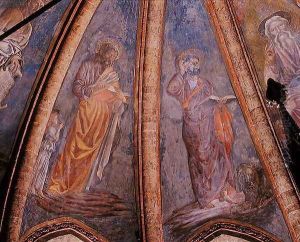 St Matthew and St Mark, from vault of the apse in the Chapel of St Tarasius, 1442 by Andrea Del Castagno