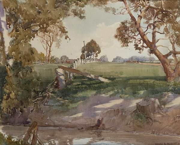 A View Of A Ranch Across A Stream - view 1