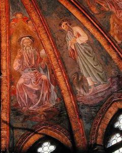 God the Father and St John the Evangelist from the vault of the apse in the Tarasius, 1442 by Andrea Del Castagno