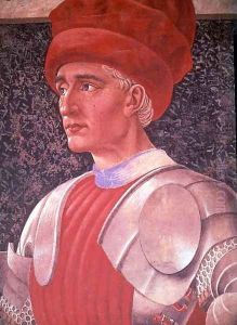 Farinata degli Uberti (detail of his bust, from the Villa Carducci series of famous men and women) c.1450 by Andrea Del Castagno