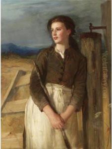 Highland Herd Lass by Robert Herdman