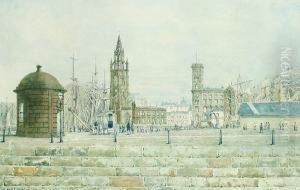 Liverpool Docks, With St Nicholas' Church And The Semaphore Tower by William Gavin Herdman