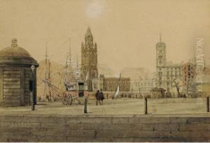 A Group Of Watercolours Of
Liverpool, Including Hanover Street, James Street, Thithebarn Street,
Whitechapel And Charl Street, George Dock, School Lane Showing Church
Lane And Cumberland Street by William Gavin Herdman