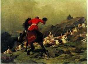 Scene De Chasse A Courre Au Lievre