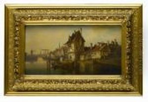 Scene In A Dutch Town by Ludwig Herrmann