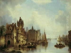 Phantasievolle Hollandische Stadtansicht.