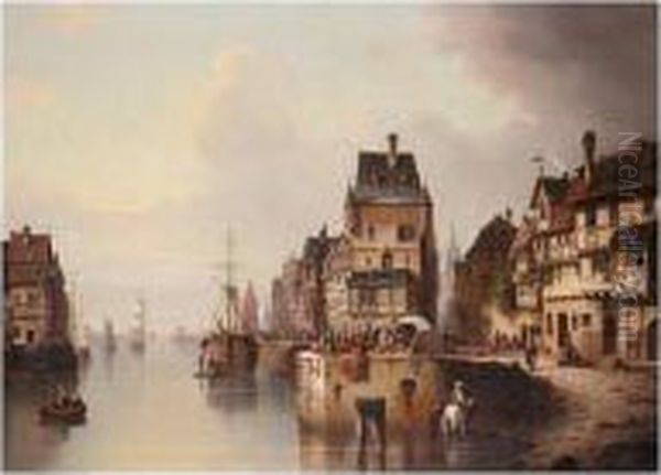Busy Quay Side, Antwerp - view 1
