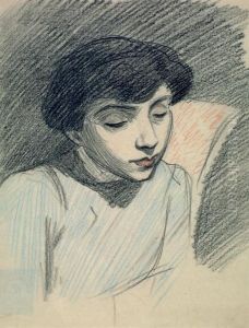 Portrait De Femme En Robe Bleu by Rene Georges Hermann-Paul