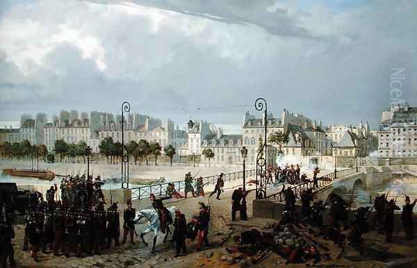 An Attack on a Barricade on the Pont de l'Archeveche, 184 - view 1