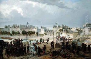 An Attack on a Barricade on the Pont de l'Archeveche, 184 by Philippe Marie Chaperon