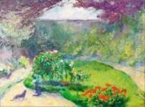 Cats In A Summer Garden by Charles Hermans