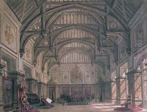 Stage set for Act III of the play 'Henry VIII' by William Shakespeare, 1882 by Philippe Marie Chaperon